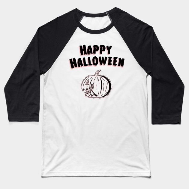 Happy Halloween Ink Pumpkin Baseball T-Shirt by MaxGraphic